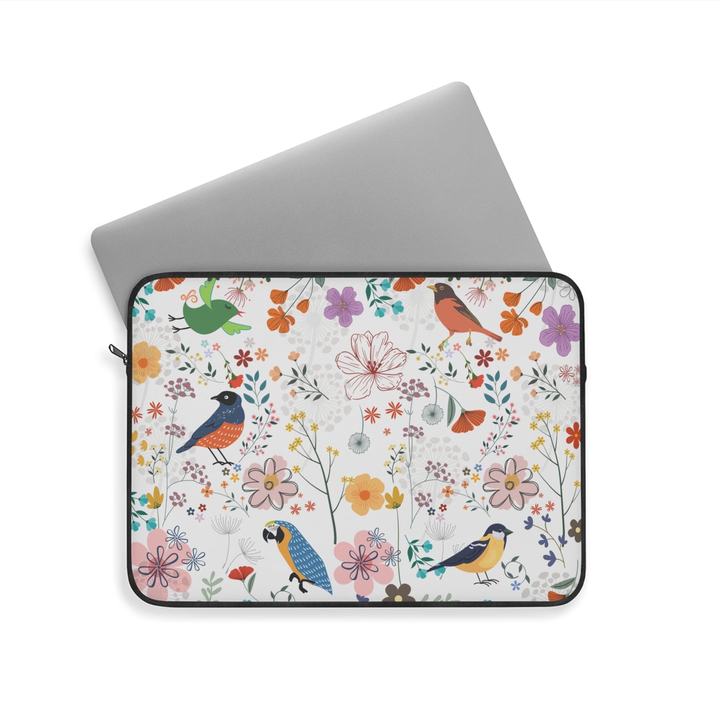 Floral Bird Laptop Sleeve | Stylish Computer Case, Gift for Students, Work Accessories, Mother's Day Present, Nature Lover Gift