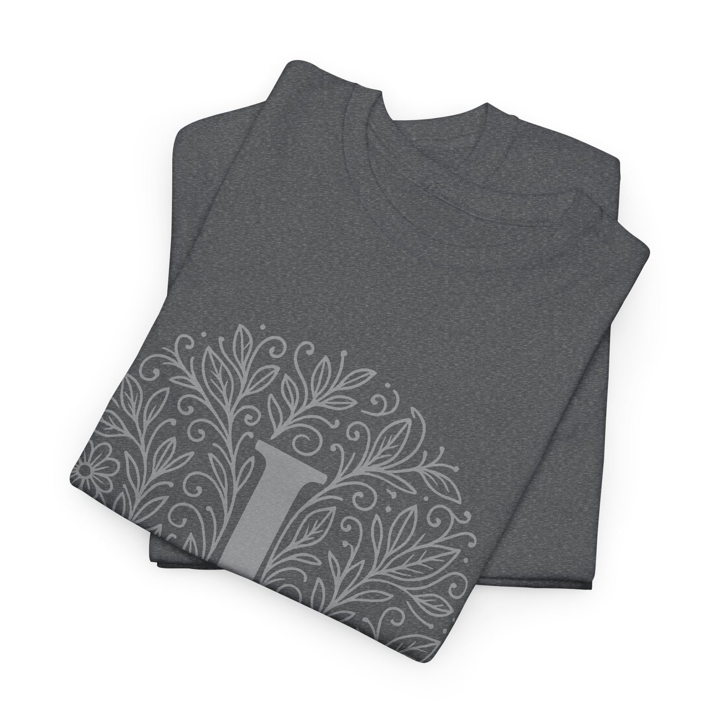 Personalized Initial I, Unisex Heavy Cotton Tee, Custom Graphic T-Shirt, Gifts for Her, Birthday, Casual Wear, Women's Fashion