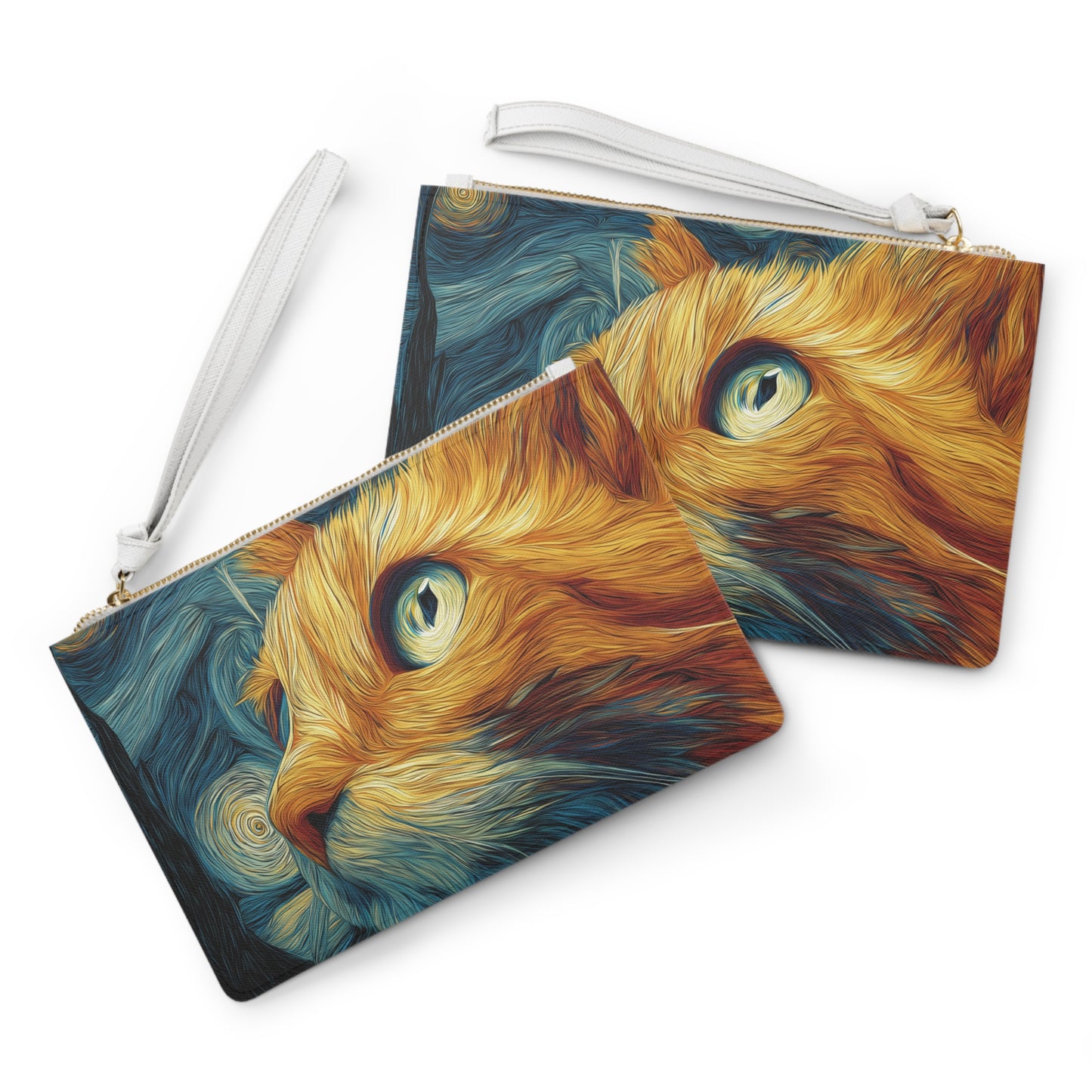 Artistic Cat Clutch Bag – Cute Cosmetic Pouch & Travel Organizer, Unique Gift for Cat Lovers, Stylish Feline Accessory