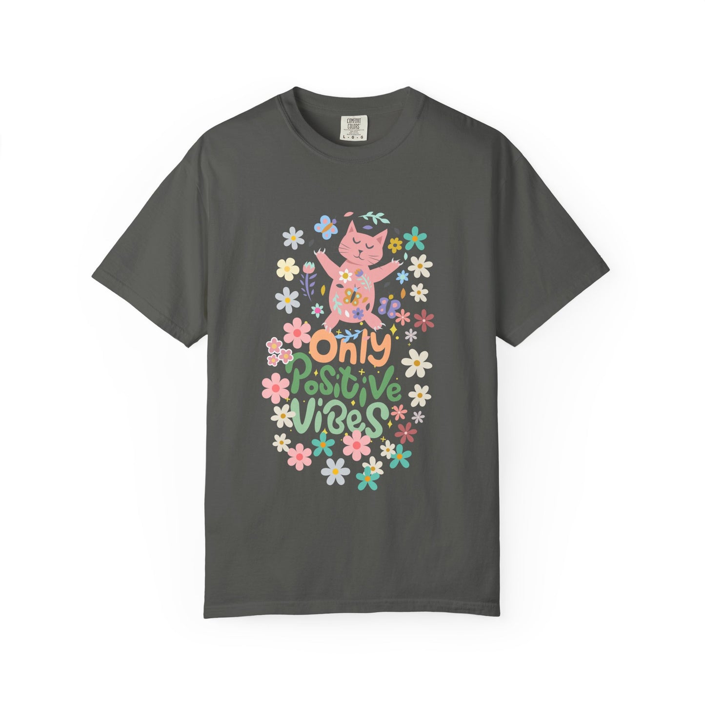 Positive Vibes T-Shirt, Unisex Casual Tee, Boho Shirt, Gift for Cat Lovers, Summer Fashion, Festival Wear