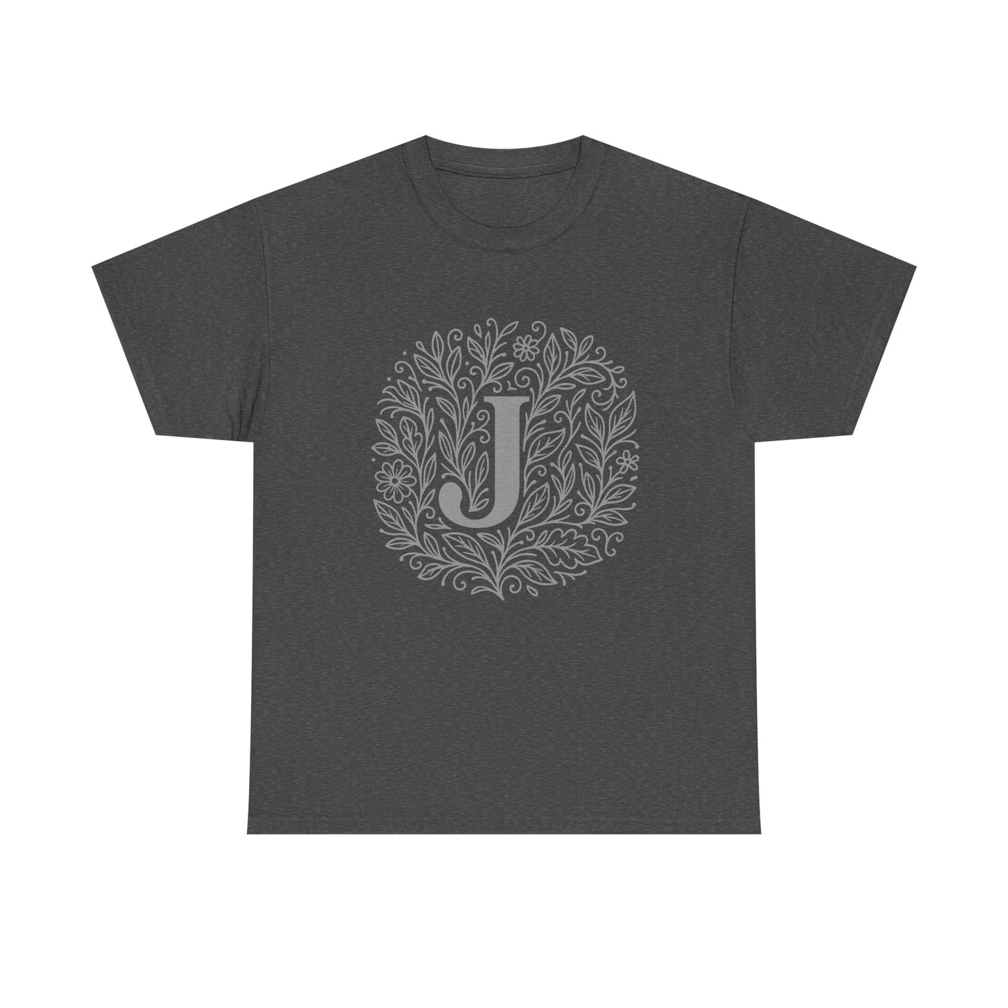 Personalized Initial J, Unisex Heavy Cotton Tee, Custom Graphic T-Shirt, Gifts for Her, Birthday, Casual Wear, Women's Fashion