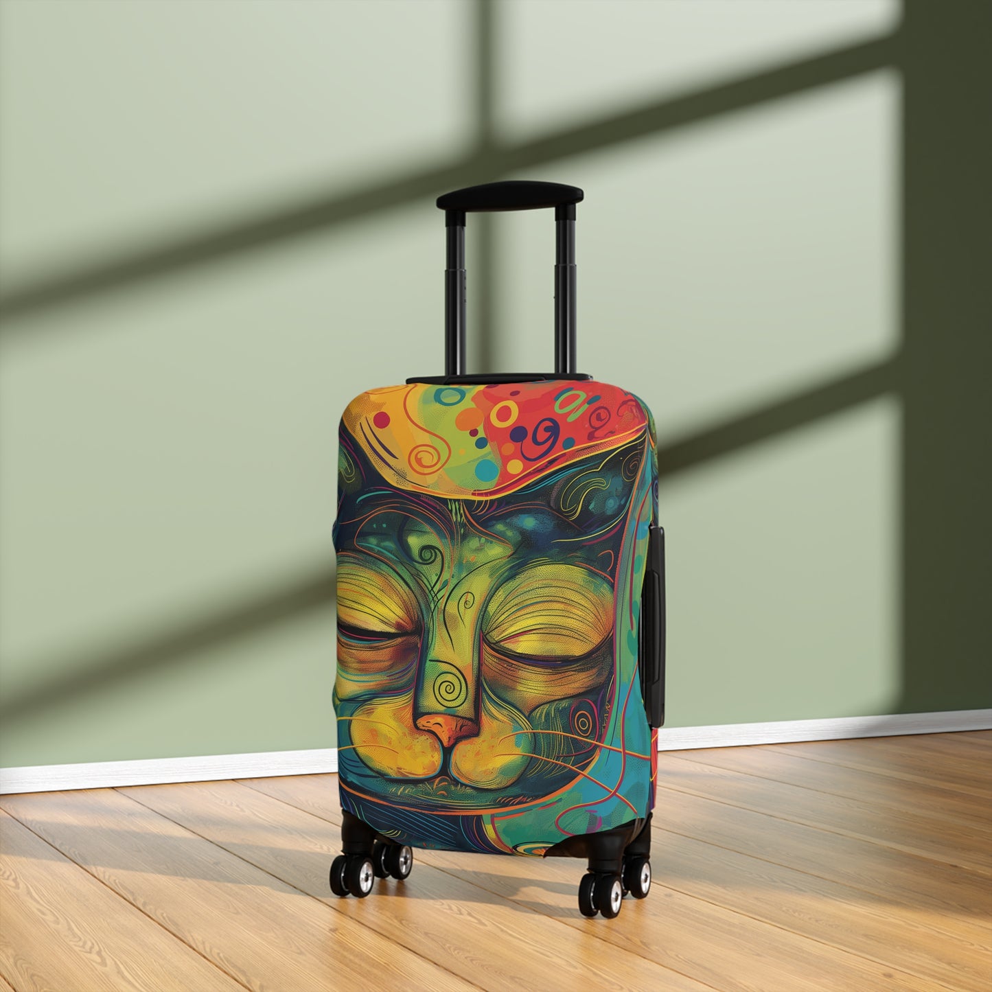 Vibrant Cat Luggage Cover – Colorful Suitcase Protector, Fun Travel Accessory, Pet Lover Gift, Unique Baggage Cover