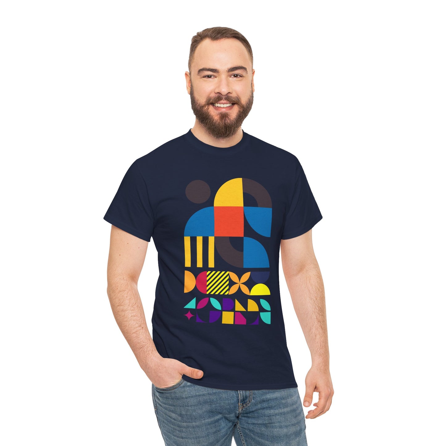 Abstract Geometric Shapes T-Shirt, Mid Century Modern Graphic Tee, Colorful Retro Pattern Shirt, Minimalist Art Unisex Tee, Modern Design Top
