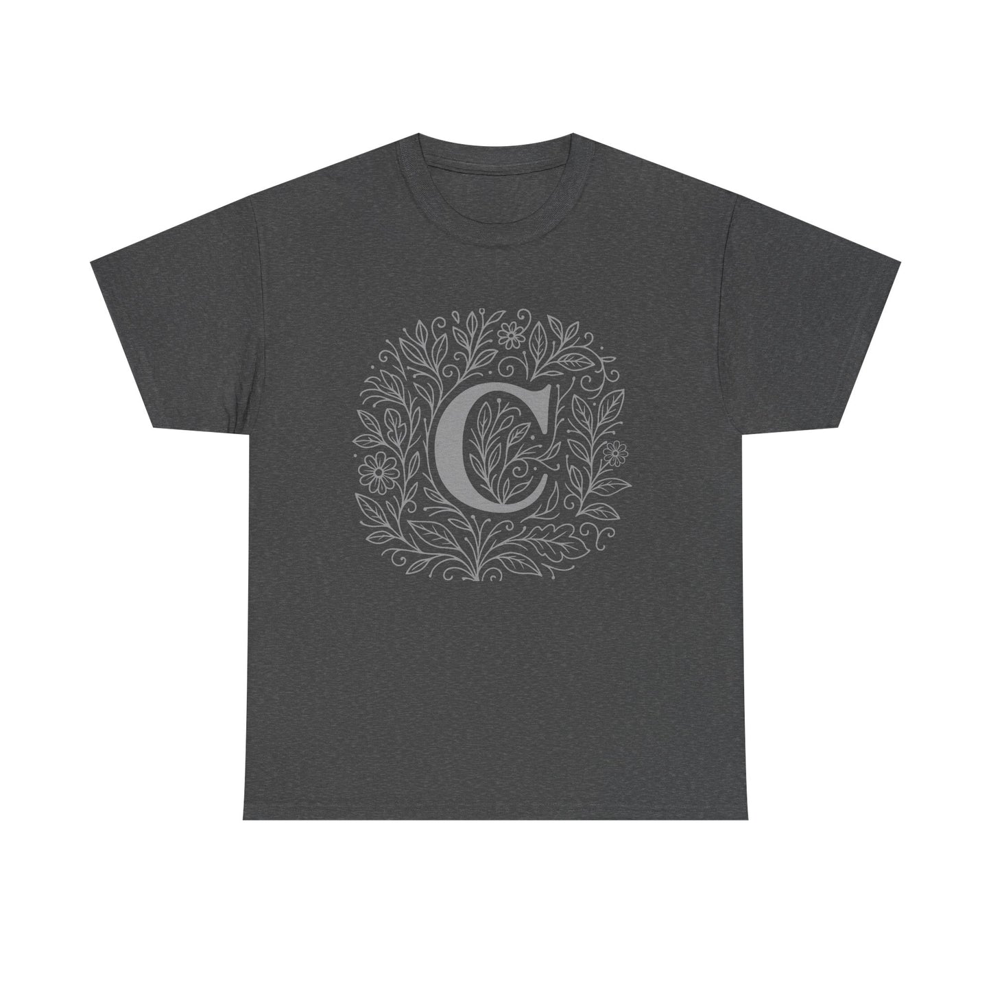 Personalized Initial C, Unisex Heavy Cotton Tee, Custom Graphic T-Shirt, Gifts for Her, Birthday, Casual Wear, Women's Fashion