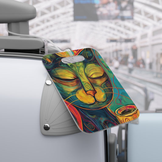 Colorful Cat Luggage Tags | Boho Travel Accessories for Cat Lovers, Pet Travel Essentials, Unique Gift for Her