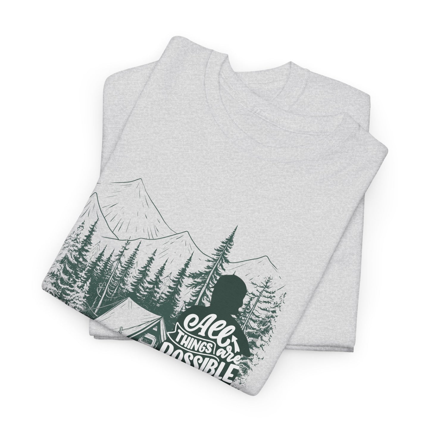 Adventure Awaits Camping Tee - Unisex Heavy Cotton Shirt, Outdoor Apparel, Nature Lover Gift, Hiking T-Shirt, Gift for Campers