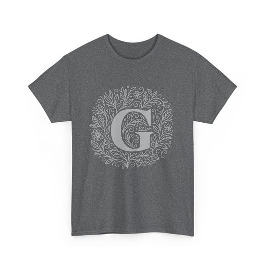 Personalized Initial G, Unisex Heavy Cotton Tee, Custom Graphic T-Shirt, Gifts for Her, Birthday, Casual Wear, Women's Fashion