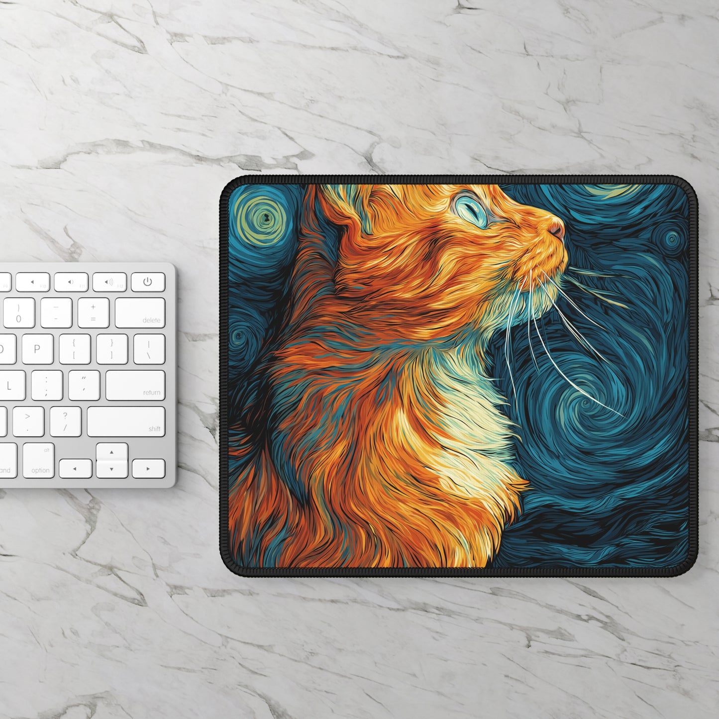 Whiskers in the Night – Dreamy Feline Art Pad | Cat Silhouette Gaming Mouse Pad, Cozy Home Office Decor, Gift for Gamers and Cat Lovers