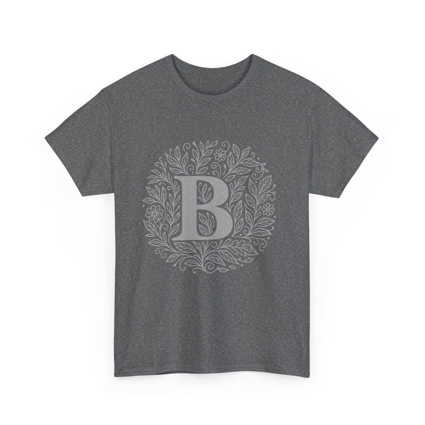 Personalized Initial B, Unisex Heavy Cotton Tee, Custom Graphic T-Shirt, Gifts for Her, Birthday, Casual Wear, Women's Fashion