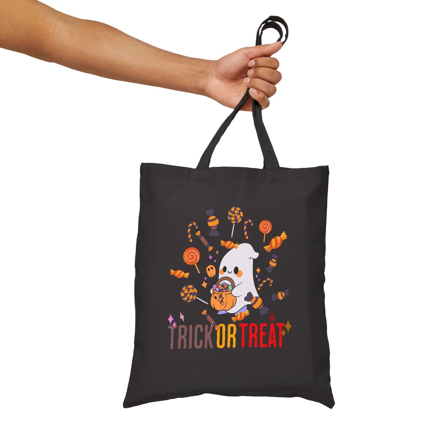 Halloween Cotton Canvas Tote Bag, Trick or Treat Shopper, Eco-Friendly Gift, Holiday Accessory, Cute Costume Bag, Fall Festival Tote