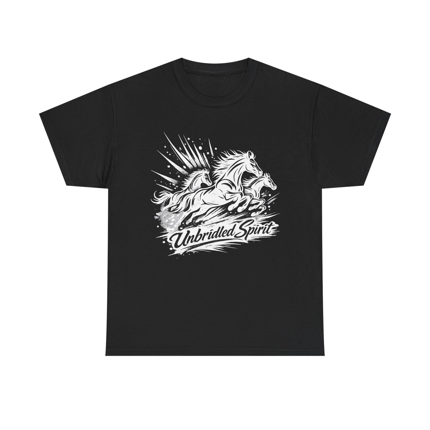 Unbridled Spirit Horse T-Shirt | Running Horses Graphic Tee | Equestrian Lover Gift | Unisex Cotton Shirt