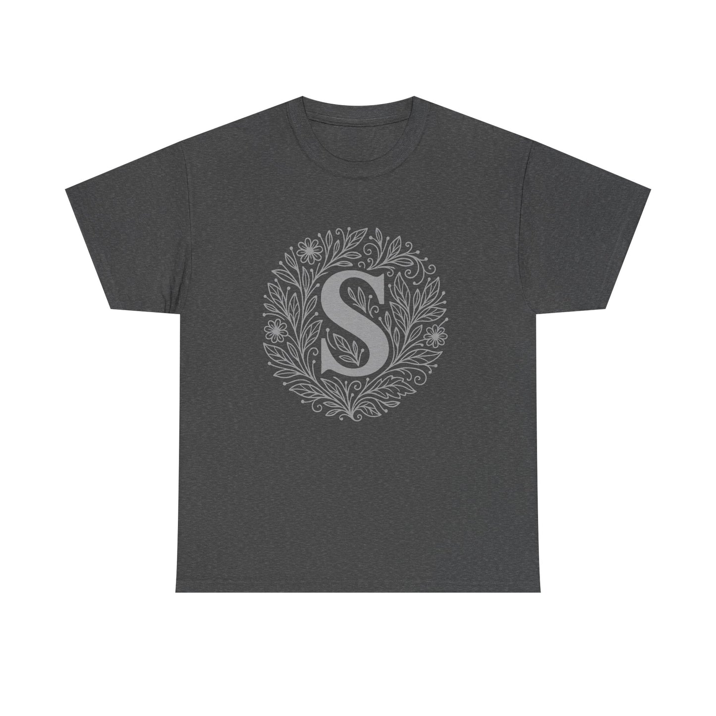 Personalized Initial S, Unisex Heavy Cotton Tee, Custom Graphic T-Shirt, Gifts for Her, Birthday, Casual Wear, Women's Fashion