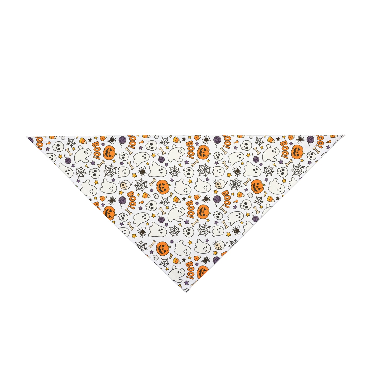 Halloween Pet Bandana Ghost & Pumpkin Dog Scarf, Cute Cat Accessory, Spooky 27x13 Polyester Bandana