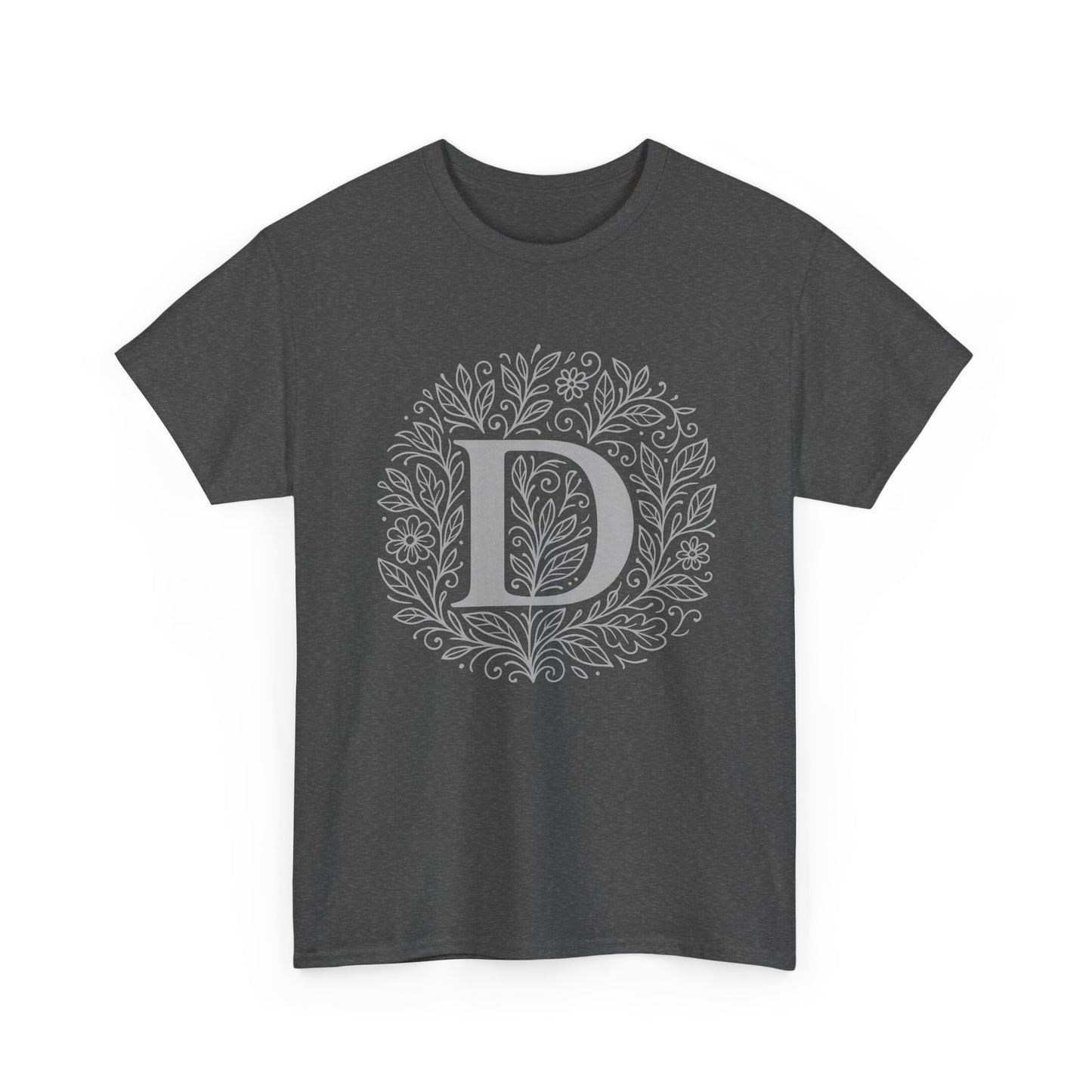 Personalized Initial D, Unisex Heavy Cotton Tee, Custom Graphic T-Shirt, Gifts for Her, Birthday, Casual Wear, Women's Fashion