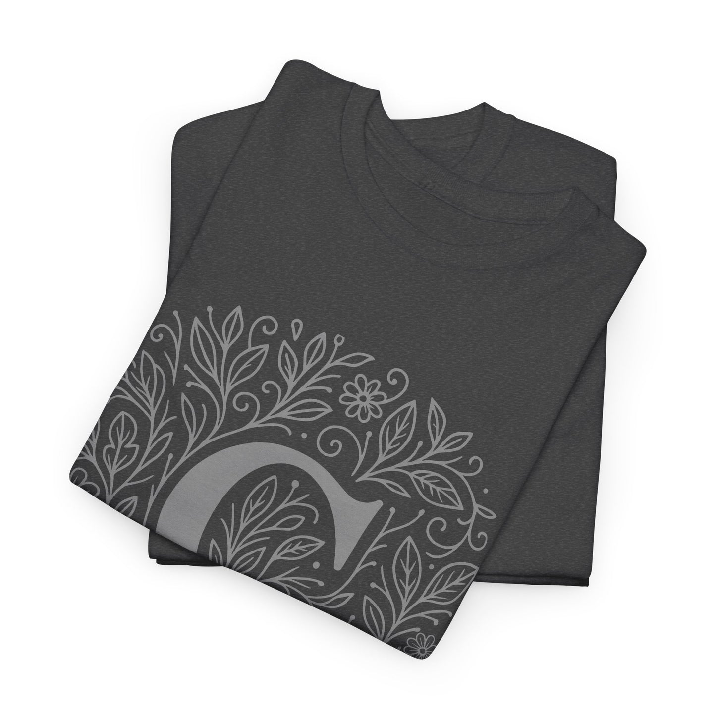 Personalized Initial C, Unisex Heavy Cotton Tee, Custom Graphic T-Shirt, Gifts for Her, Birthday, Casual Wear, Women's Fashion