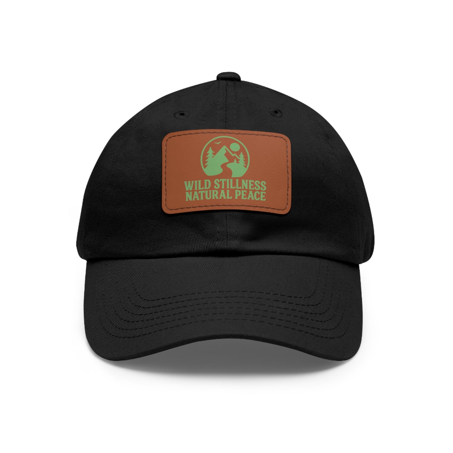 Leather Patch Dad Hat - Wild Stillness, Casual Style for Outdoor Lovers, Gifts for Dad, Unique Father's Day Hat, Nature-Themed Cap