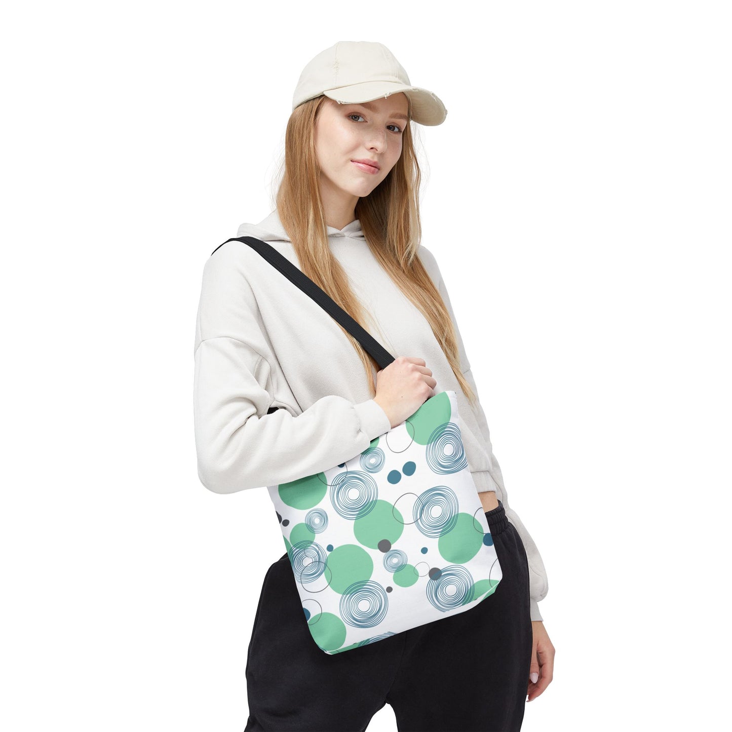 Modern Geometric Tote Bag – Abstract Circles AOP Reusable Shopper, Eco-Friendly Stylish Gift for Women