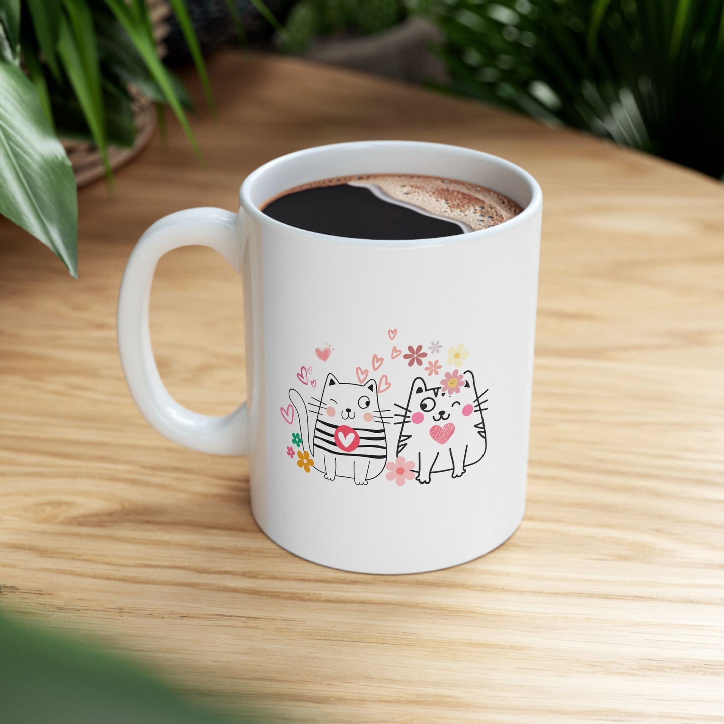 Cat Lover Coffee Mug Cute Ceramic Cup, Gift for Cat Owners (11oz/15oz)