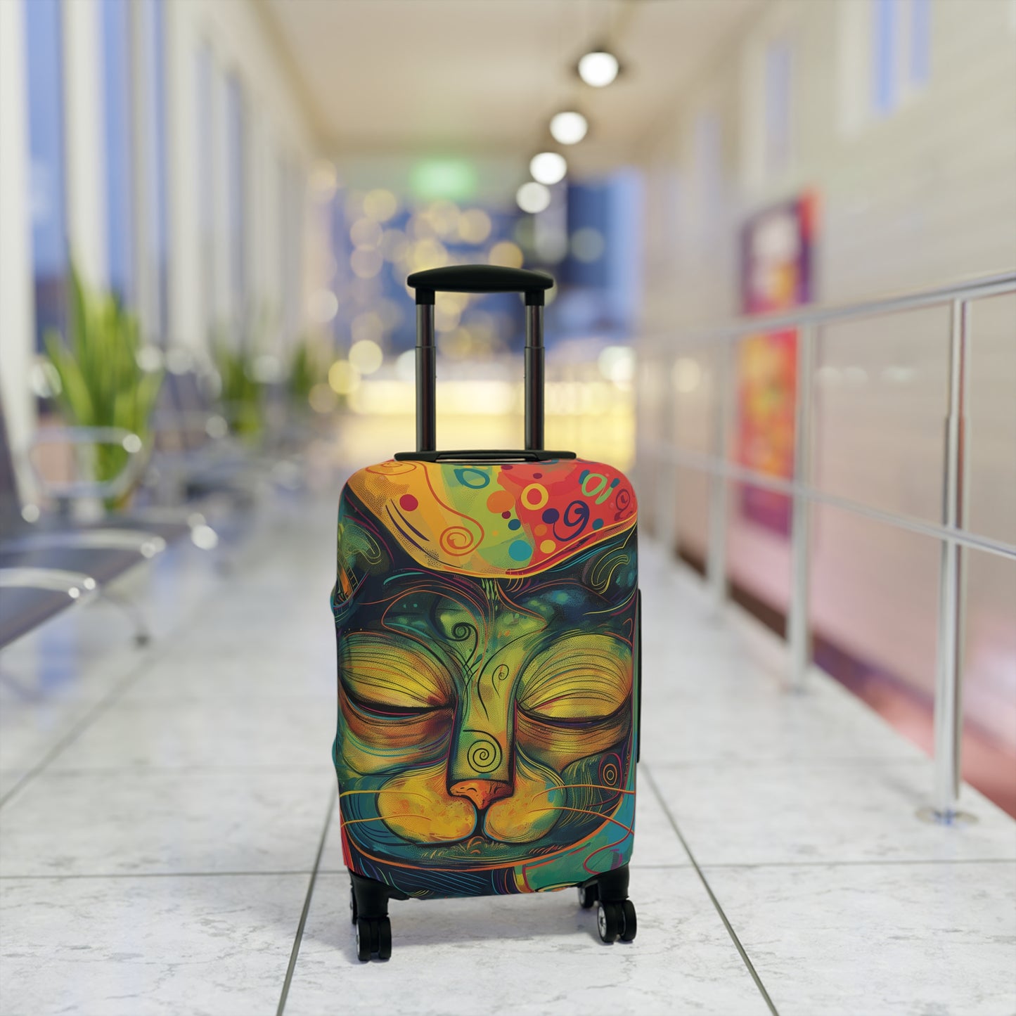 Vibrant Cat Luggage Cover – Colorful Suitcase Protector, Fun Travel Accessory, Pet Lover Gift, Unique Baggage Cover