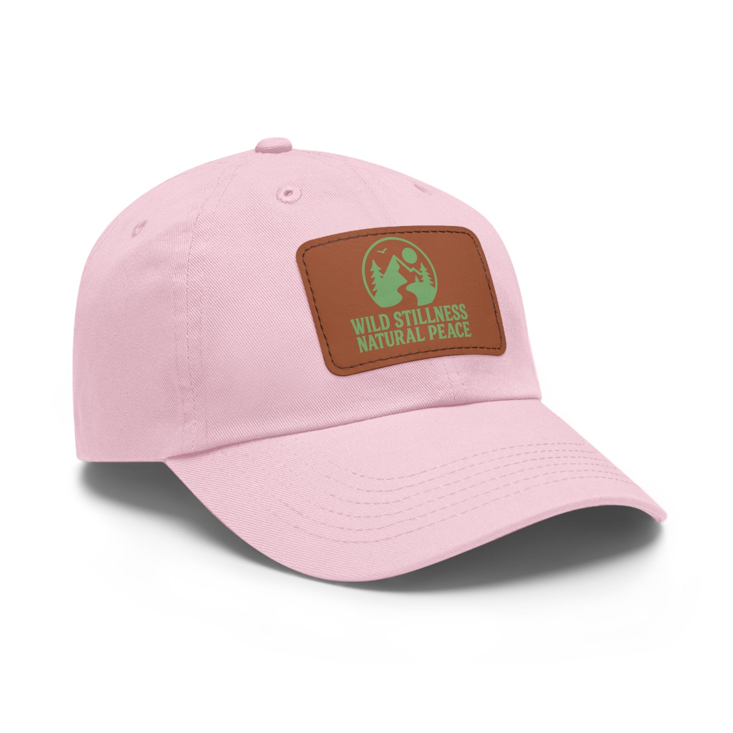 Leather Patch Dad Hat - Wild Stillness, Casual Style for Outdoor Lovers, Gifts for Dad, Unique Father's Day Hat, Nature-Themed Cap