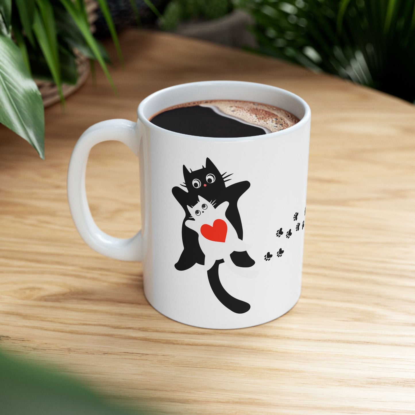 Adorable Cat Love Mug | Cute Ceramic Coffee Cup, Gift for Cat Lovers, Pet Owners, Valentines or Birthday Present