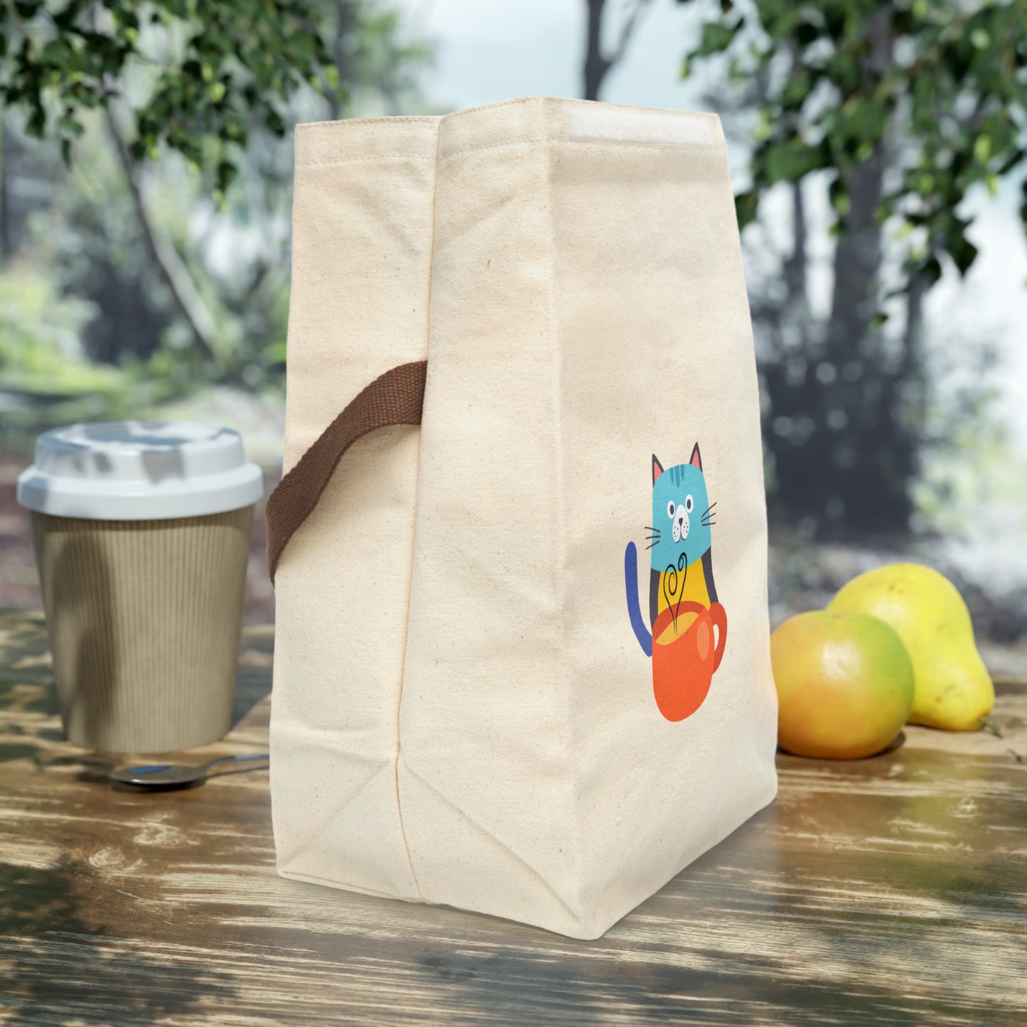 Cute Cat Canvas Lunch Bag, Fun Lunch Tote, Eco-Friendly Lunch Bag, Funny Cat Gift, Kids Lunch Bag, Pet Lover Gift