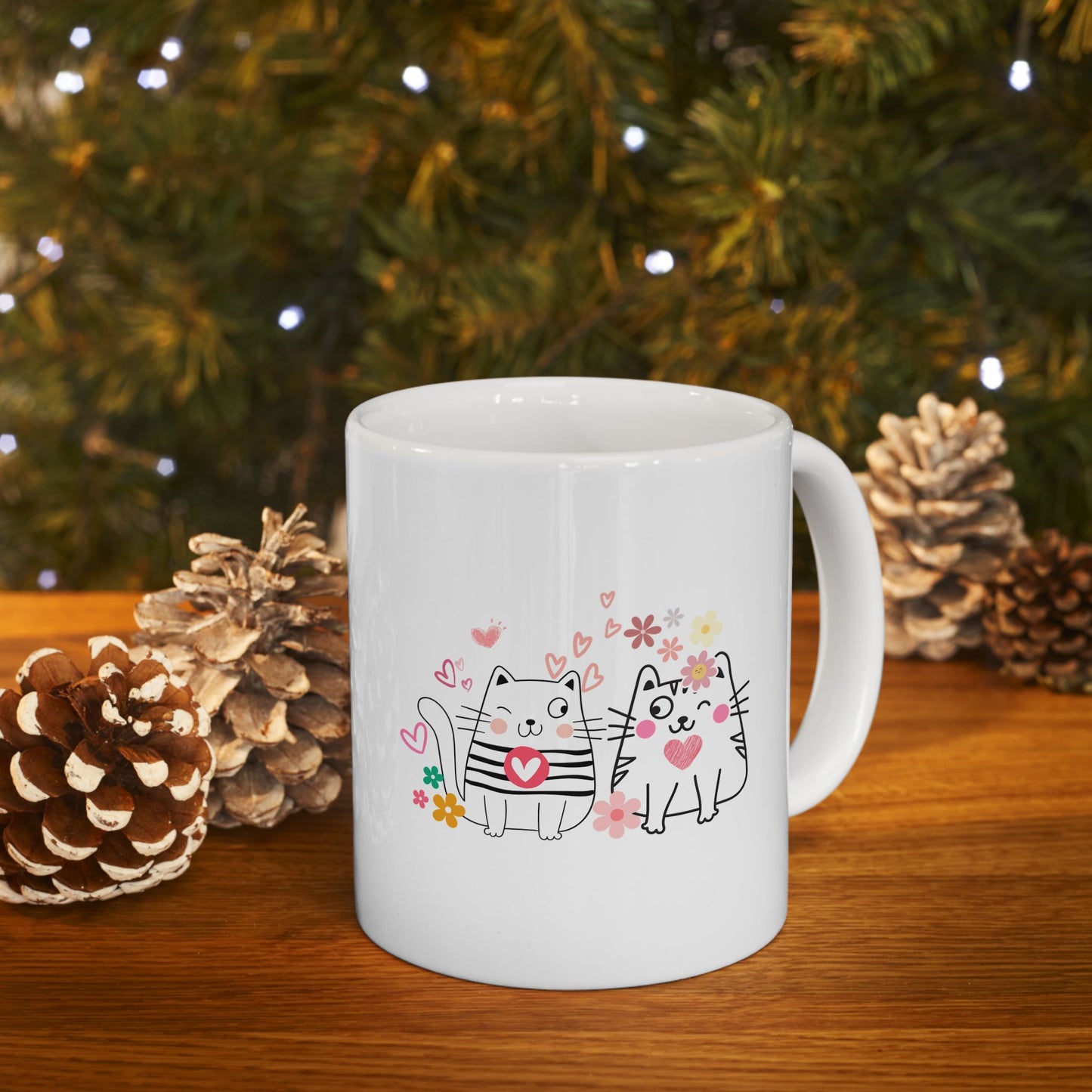Cat Lover Coffee Mug Cute Ceramic Cup, Gift for Cat Owners (11oz/15oz)