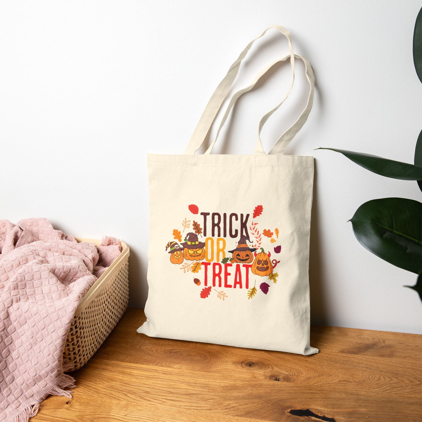 Halloween Cotton Canvas Tote – Reusable Trick or Treat Shopper, Spooky Gift Bag, Fall Festival Tote, Eco-Friendly Holiday Accessory
