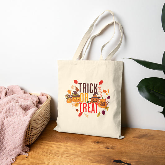 Halloween Cotton Canvas Tote – Reusable Trick or Treat Shopper, Spooky Gift Bag, Fall Festival Tote, Eco-Friendly Holiday Accessory
