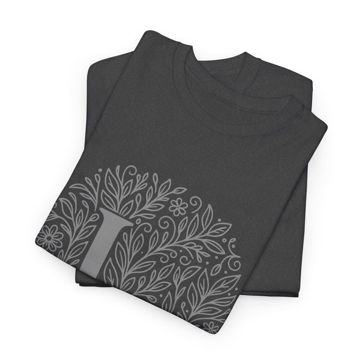Personalized Initial L, Unisex Heavy Cotton Tee, Custom Graphic T-Shirt, Gifts for Her, Birthday, Casual Wear, Women's Fashion