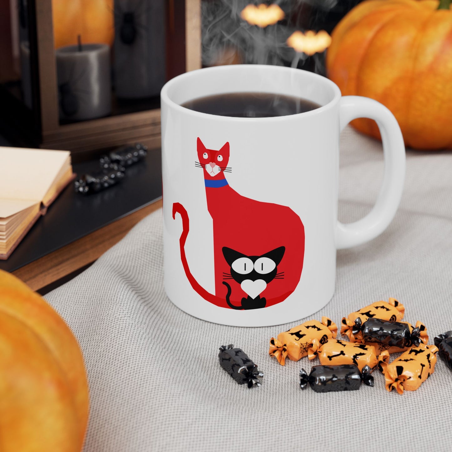 Cute Cat Love Ceramic Mug - Gift for Cat Lovers, Pet Owners, Coffee Enthusiasts, Valentine's Day, Birthday