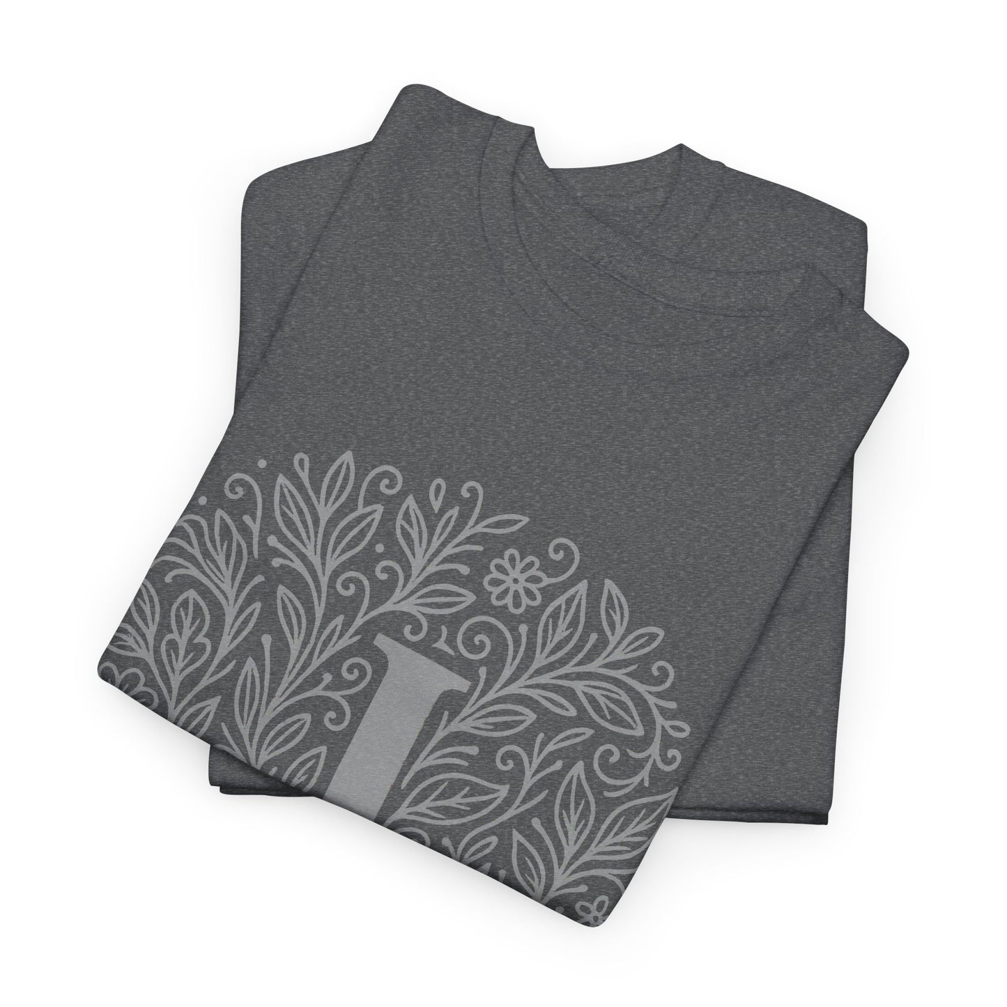 Personalized Initial J, Unisex Heavy Cotton Tee, Custom Graphic T-Shirt, Gifts for Her, Birthday, Casual Wear, Women's Fashion