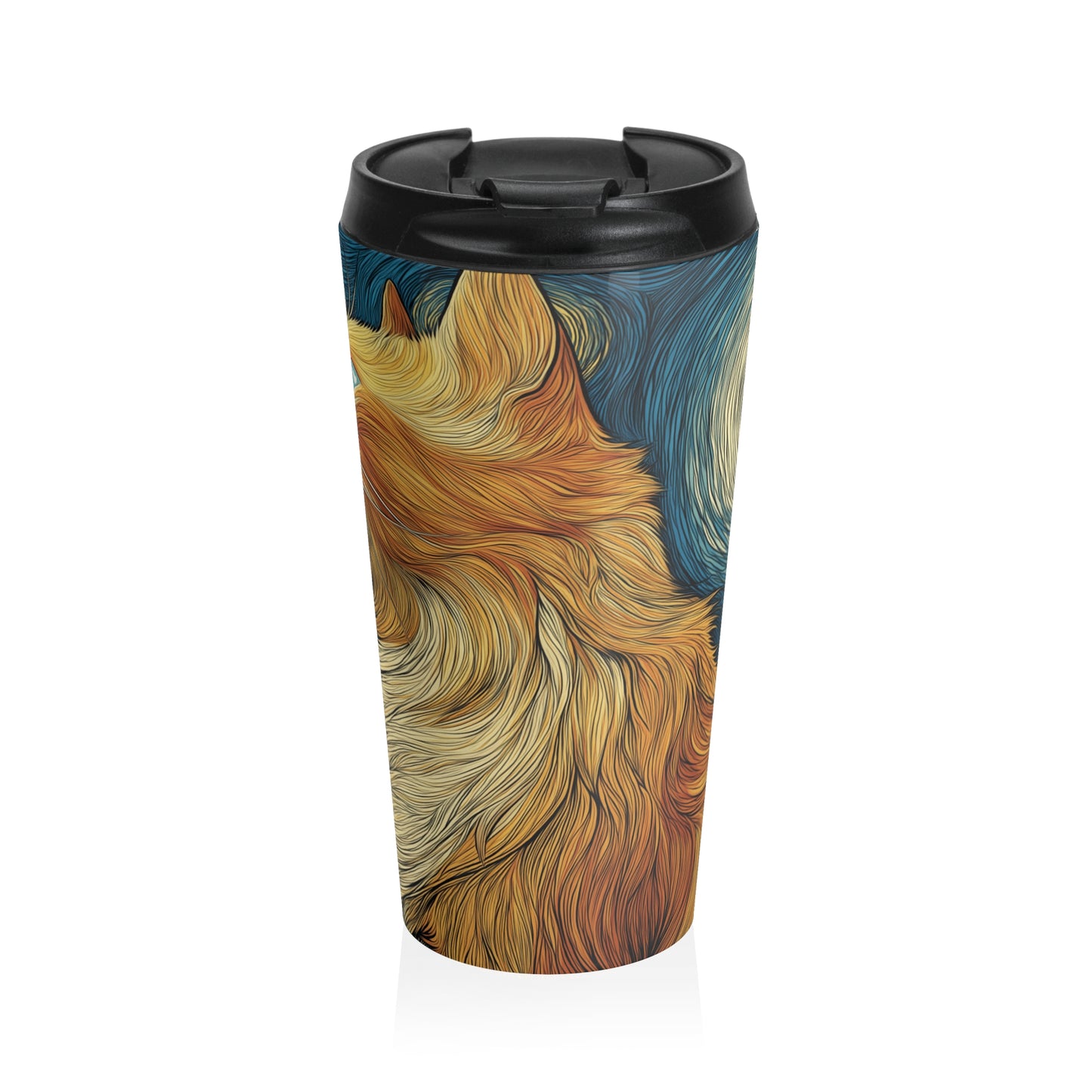 Artistic Pet Travel Mug – Stainless Steel Coffee Tumbler for Dog & Cat Lovers, Animal Lover Gift, Reusable Drinkware for Home & Travel