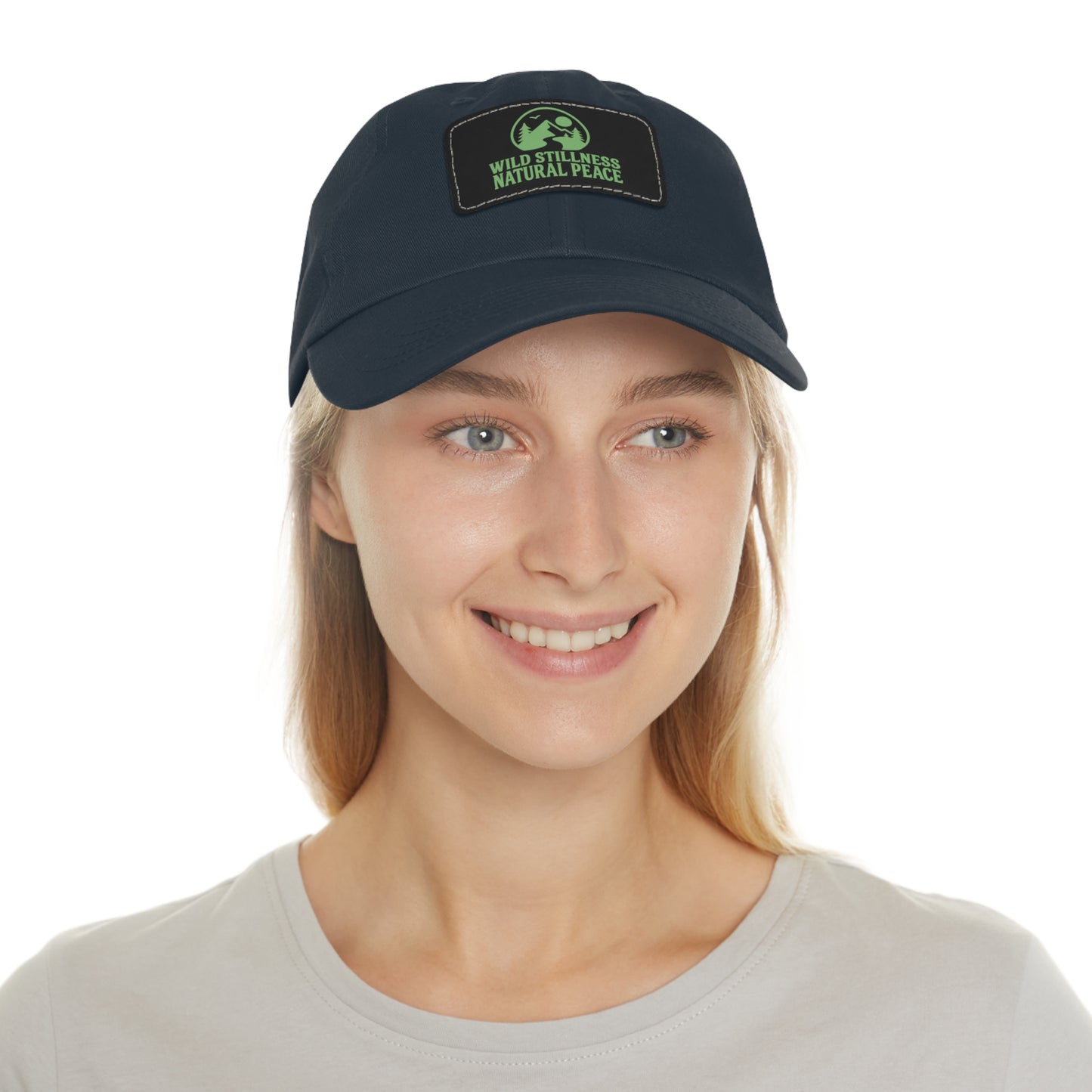 Leather Patch Dad Hat - Wild Stillness, Casual Style for Outdoor Lovers, Gifts for Dad, Unique Father's Day Hat, Nature-Themed Cap