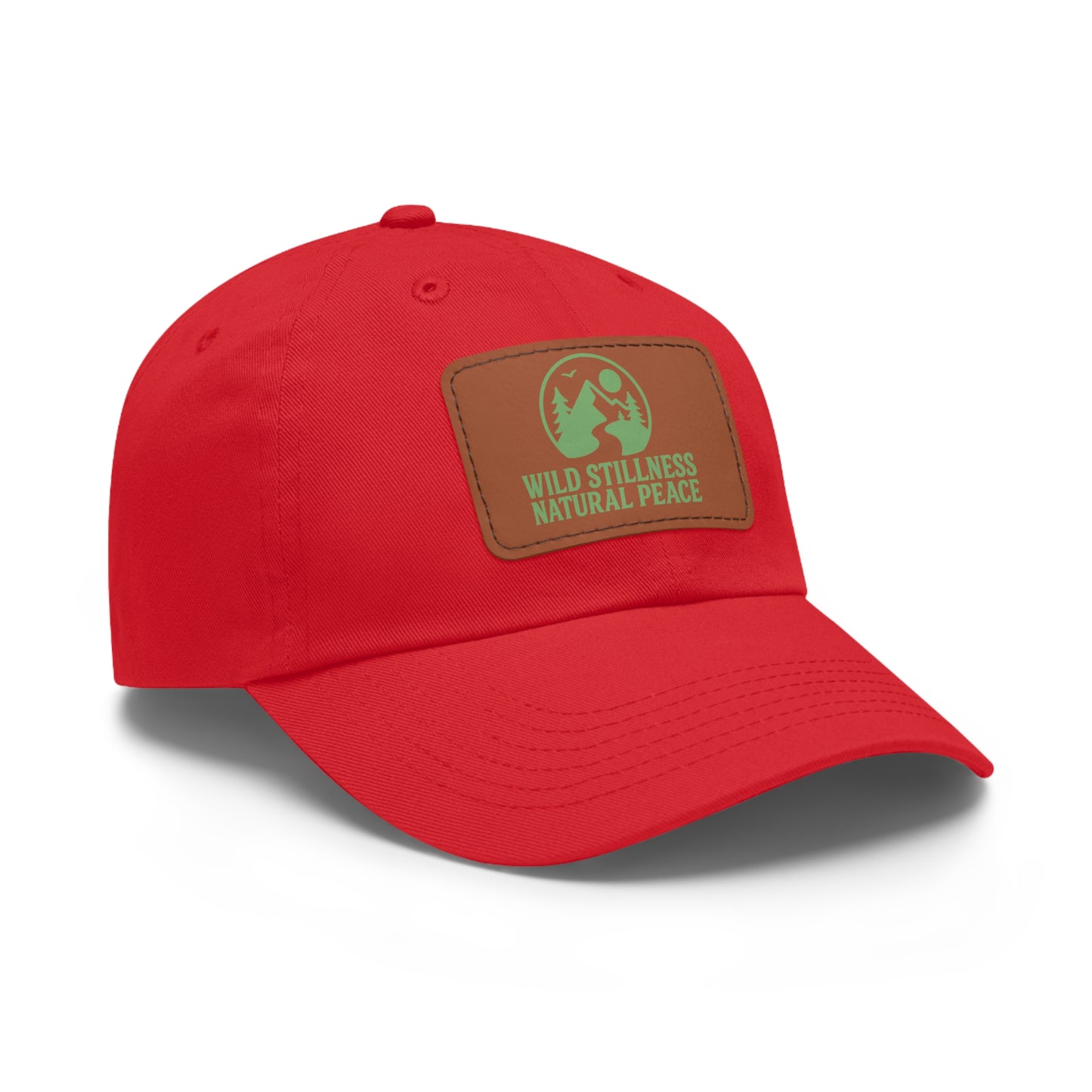 Leather Patch Dad Hat - Wild Stillness, Casual Style for Outdoor Lovers, Gifts for Dad, Unique Father's Day Hat, Nature-Themed Cap