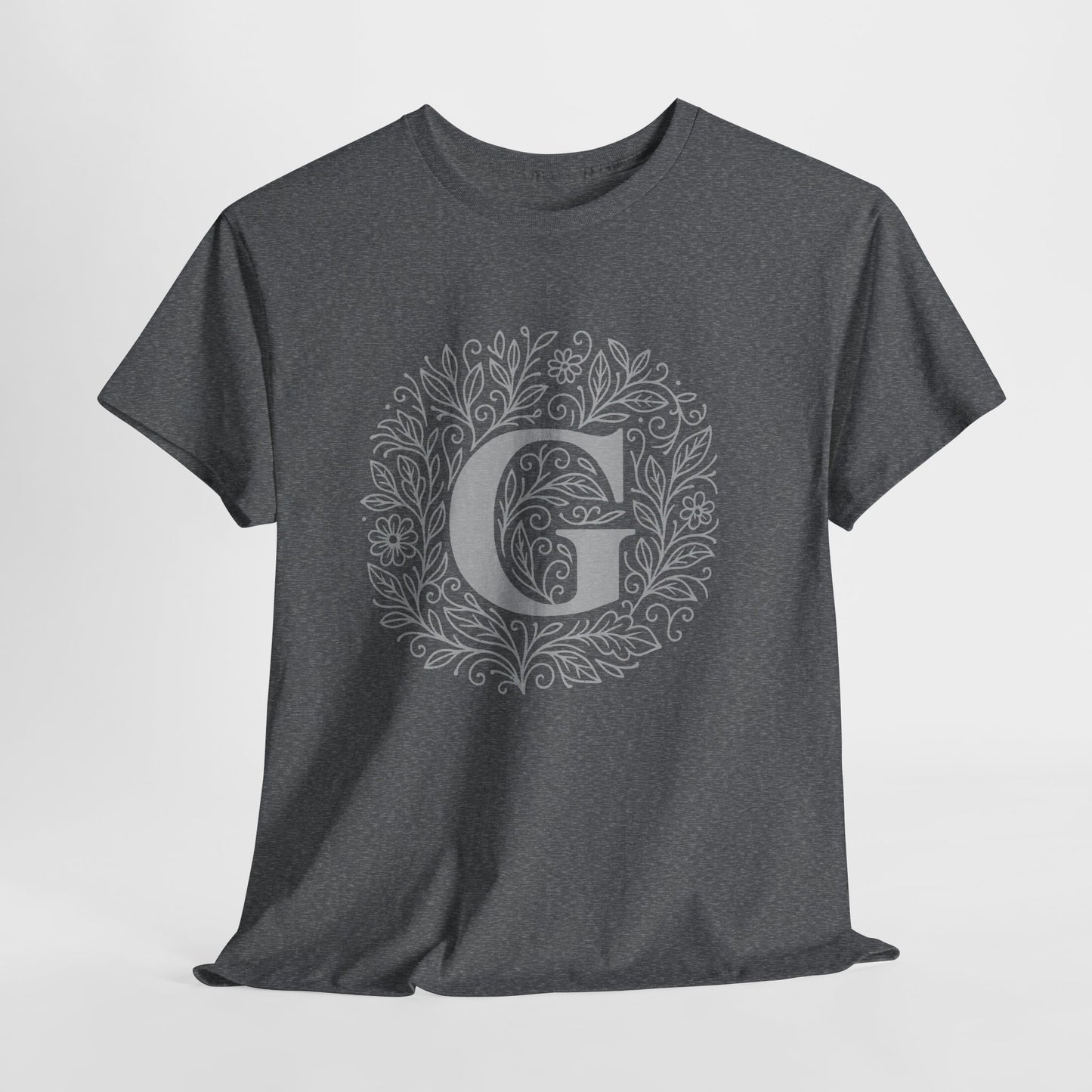 Personalized Initial G, Unisex Heavy Cotton Tee, Custom Graphic T-Shirt, Gifts for Her, Birthday, Casual Wear, Women's Fashion