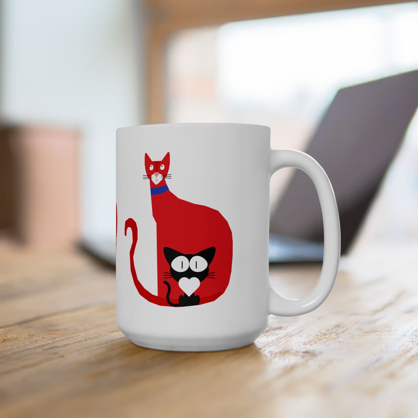 Cute Cat Love Ceramic Mug - Gift for Cat Lovers, Pet Owners, Coffee Enthusiasts, Valentine's Day, Birthday