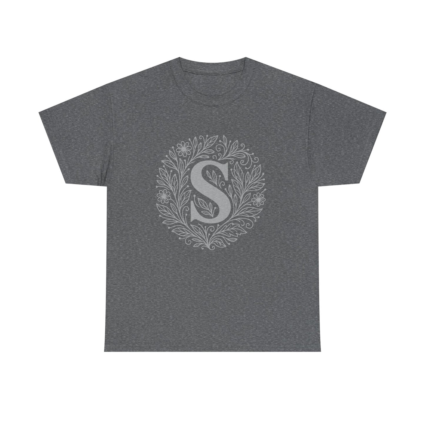 Personalized Initial S, Unisex Heavy Cotton Tee, Custom Graphic T-Shirt, Gifts for Her, Birthday, Casual Wear, Women's Fashion