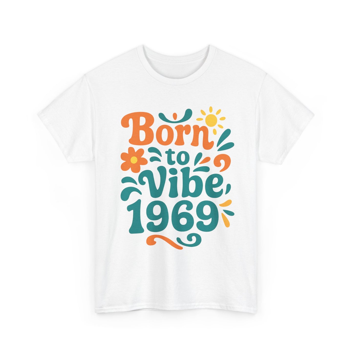 Retro Vibe T-Shirt Born to Vibe 1969 Cotton Tee, Unisex Vintage Shirt, 60s Style Top, Birthday Gift, Casual Everyday Apparel
