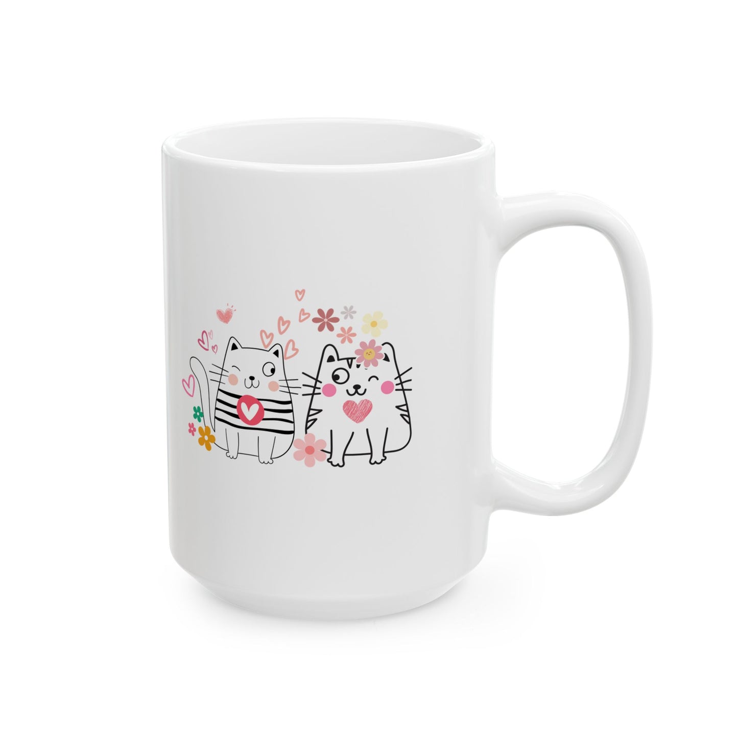 Cat Lover Coffee Mug Cute Ceramic Cup, Gift for Cat Owners (11oz/15oz)