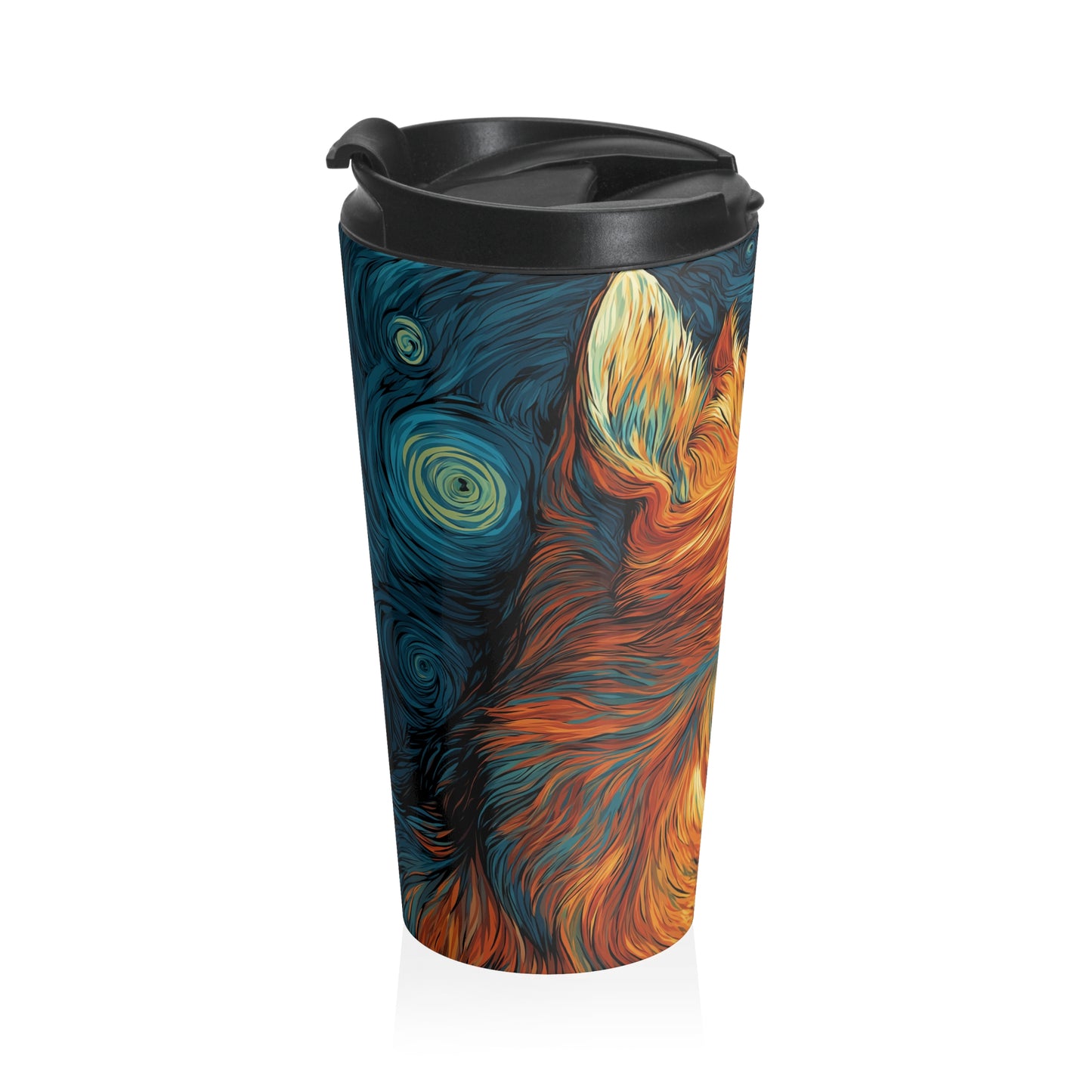 Artistic Cat Travel Mug – Stainless Steel Tumbler for Cat Lovers, Unique Coffee Gift, Pet Owner Travel Cup
