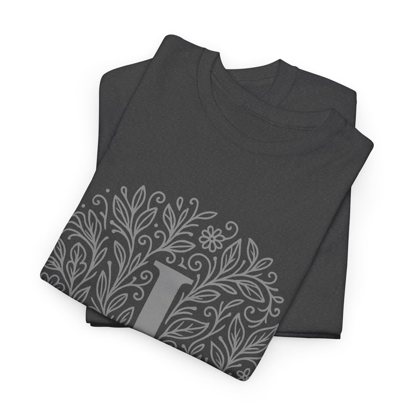 Personalized Initial J, Unisex Heavy Cotton Tee, Custom Graphic T-Shirt, Gifts for Her, Birthday, Casual Wear, Women's Fashion
