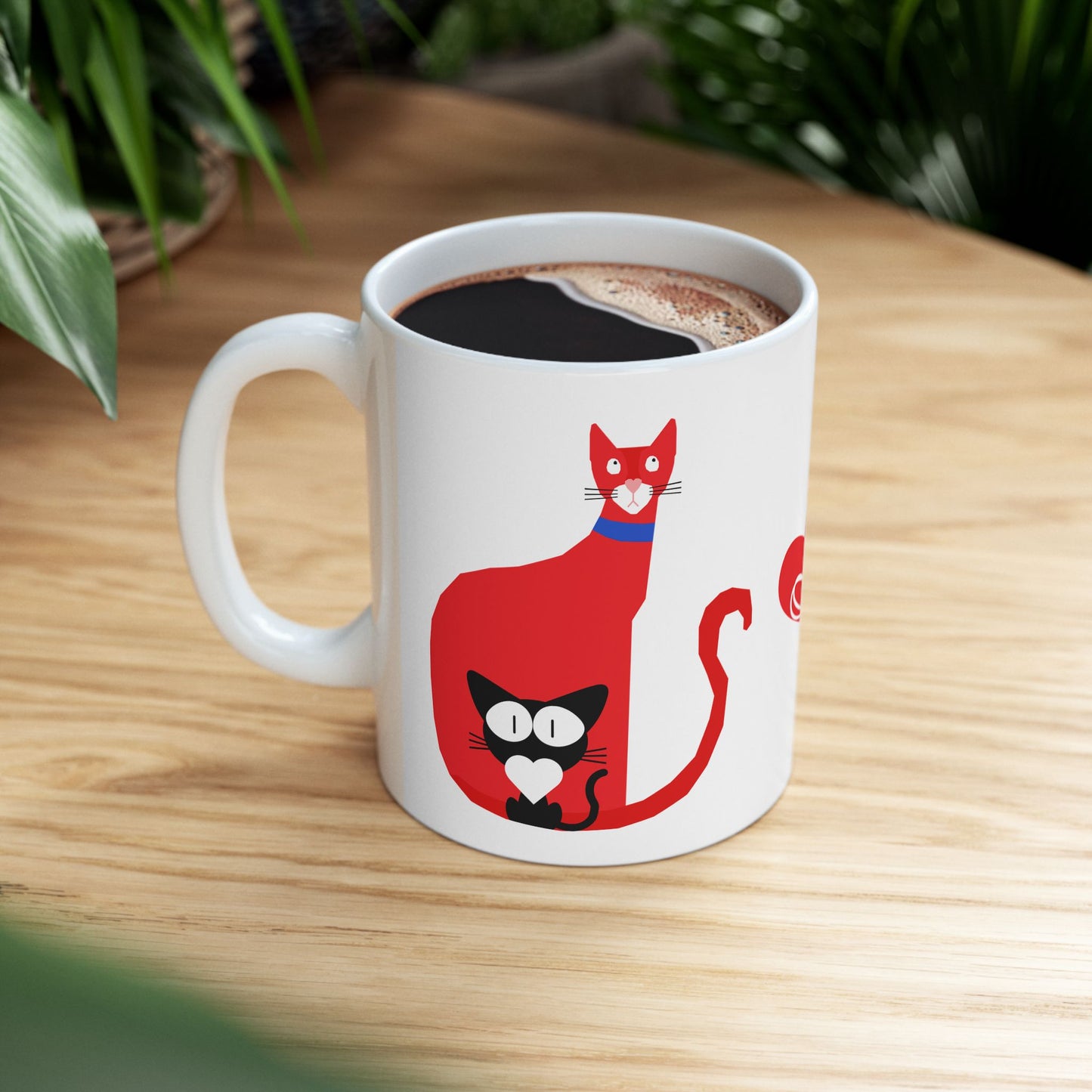 Cute Cat Love Ceramic Mug - Gift for Cat Lovers, Pet Owners, Coffee Enthusiasts, Valentine's Day, Birthday
