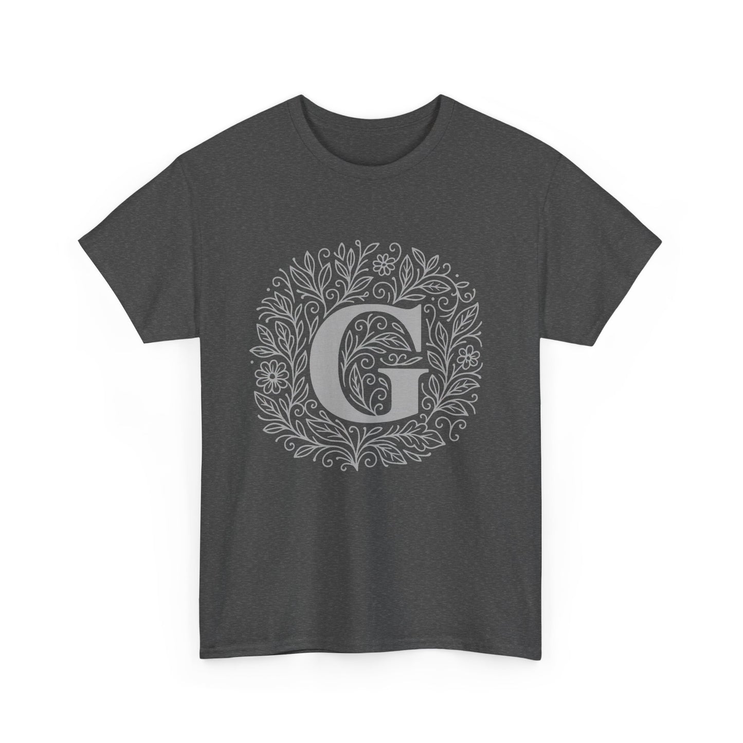 Personalized Initial G, Unisex Heavy Cotton Tee, Custom Graphic T-Shirt, Gifts for Her, Birthday, Casual Wear, Women's Fashion