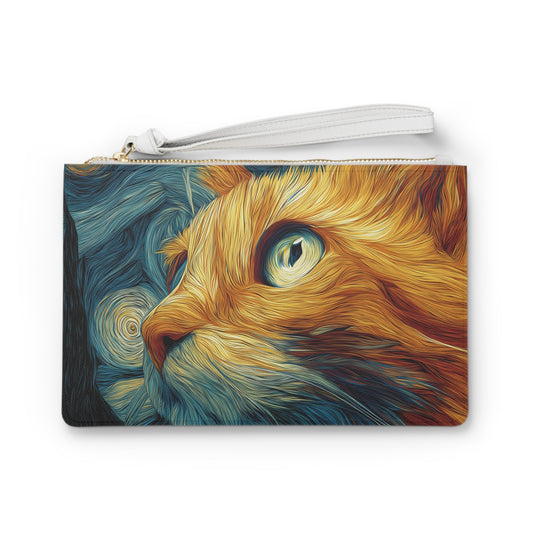 Artistic Cat Clutch Bag – Cute Cosmetic Pouch & Travel Organizer, Unique Gift for Cat Lovers, Stylish Feline Accessory