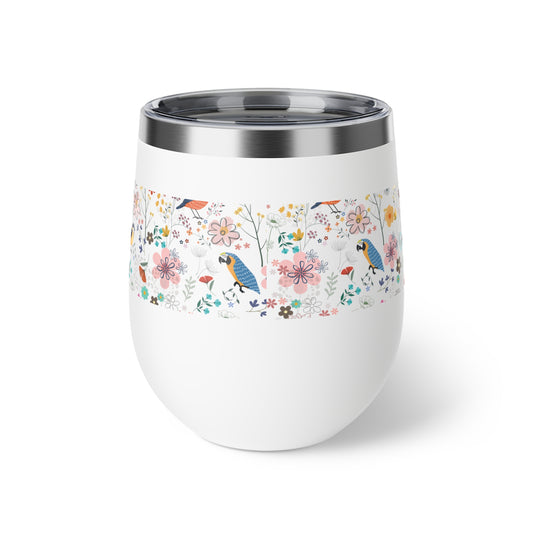Floral Insulated Travel Mug – 12oz Coffee Tumbler for Nature Lovers, Gift for Her, Reusable Outdoor Picnic Cup