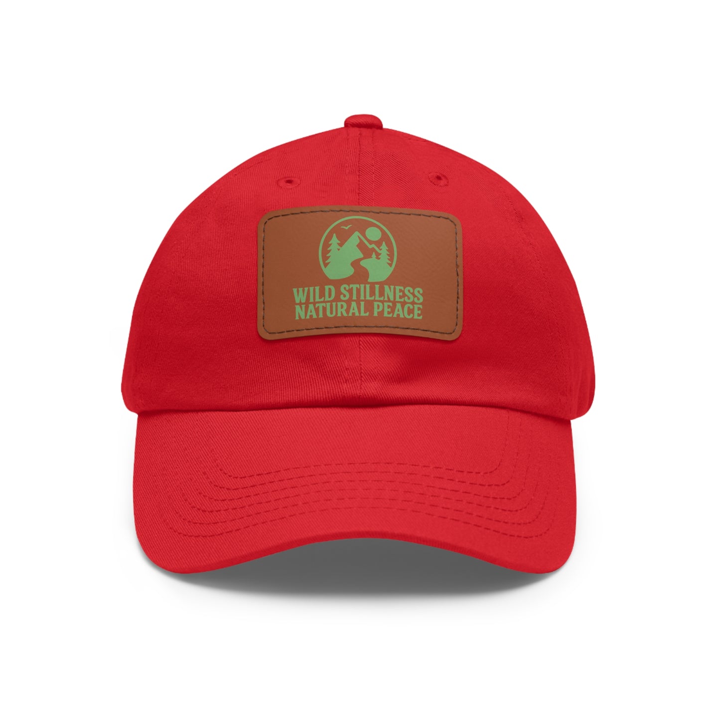 Leather Patch Dad Hat - Wild Stillness, Casual Style for Outdoor Lovers, Gifts for Dad, Unique Father's Day Hat, Nature-Themed Cap