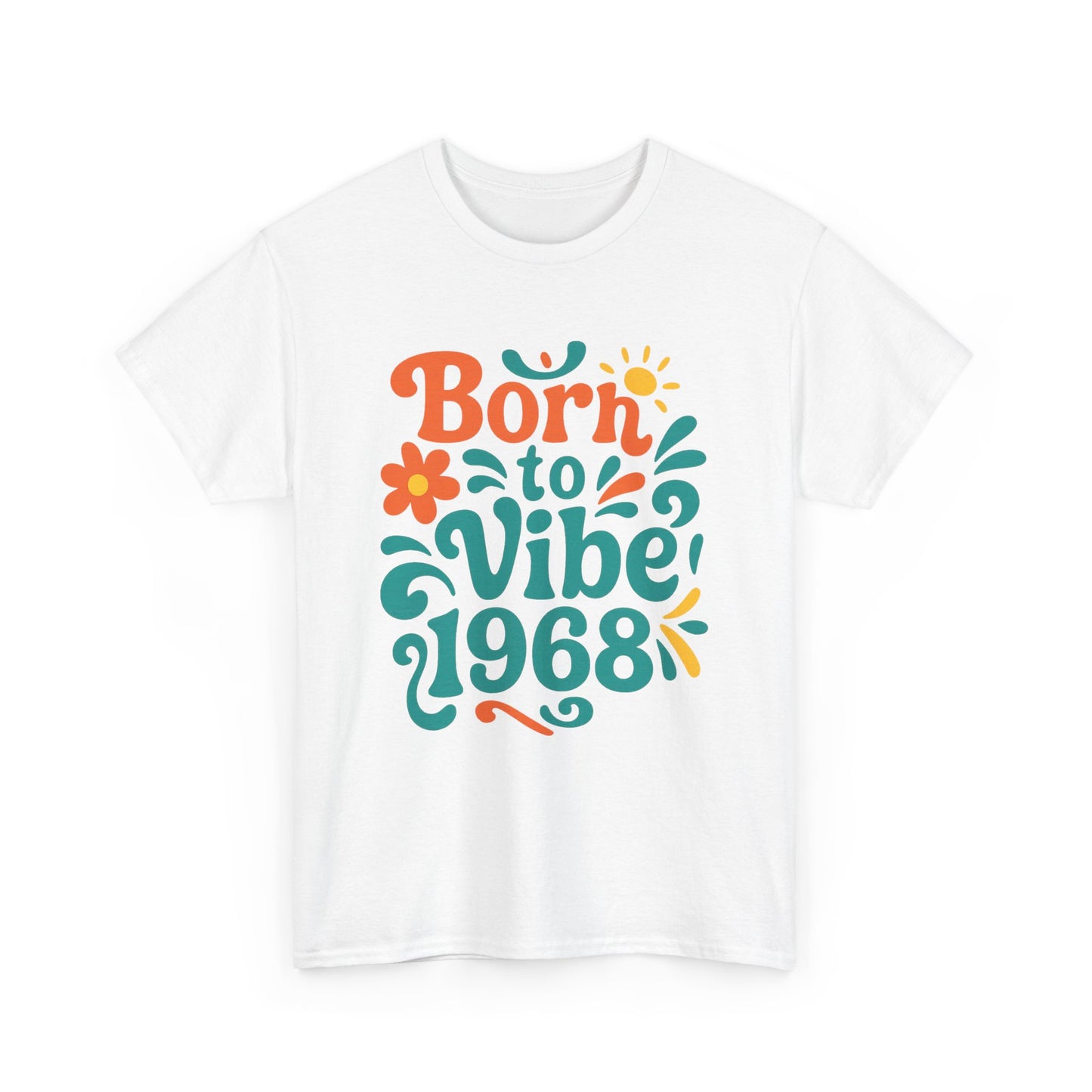 Retro Vibe T-Shirt Born to Vibe 1968 Cotton Tee, Unisex Vintage Shirt, 60s Style Top, Birthday Gift, Casual Everyday Apparel