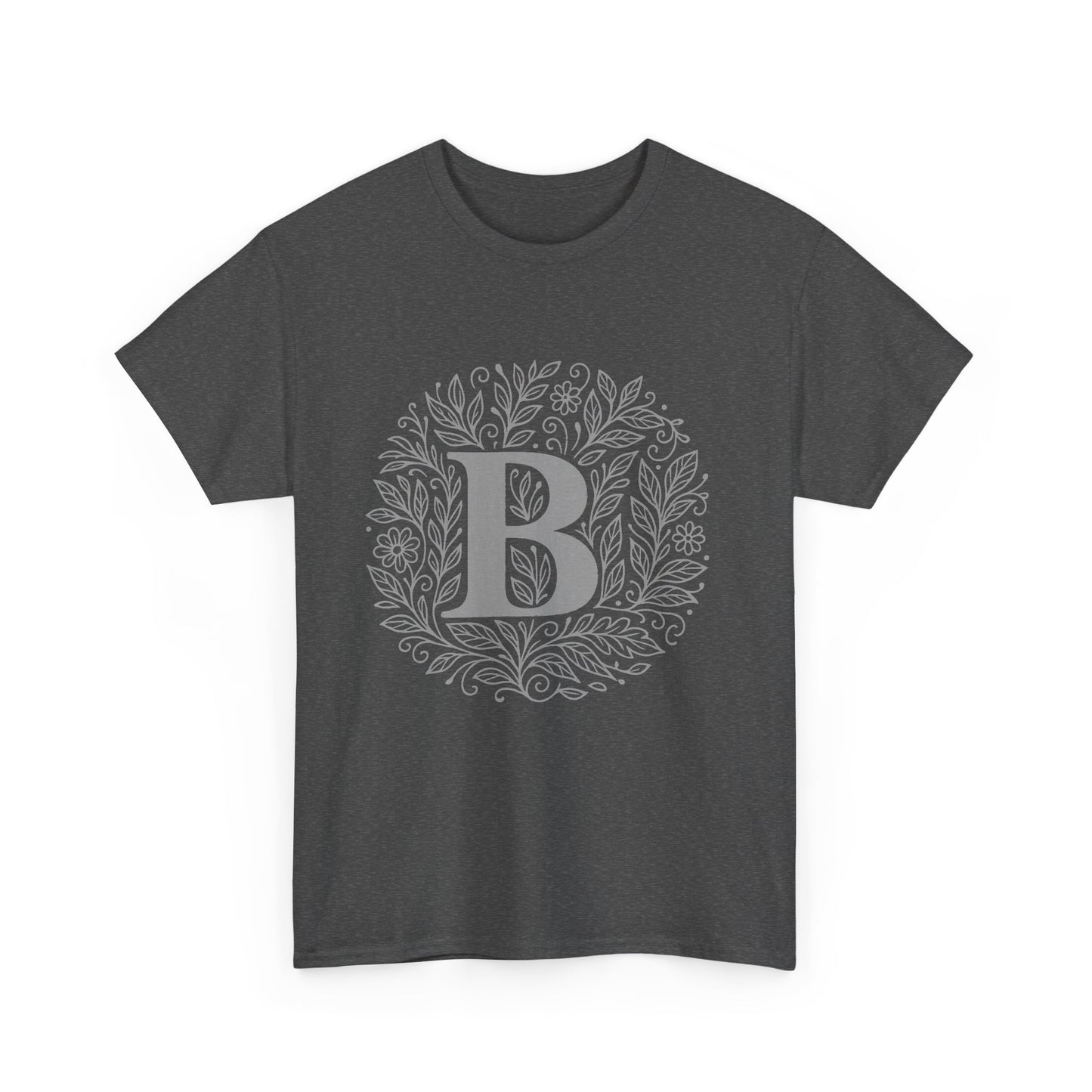 Personalized Initial B, Unisex Heavy Cotton Tee, Custom Graphic T-Shirt, Gifts for Her, Birthday, Casual Wear, Women's Fashion