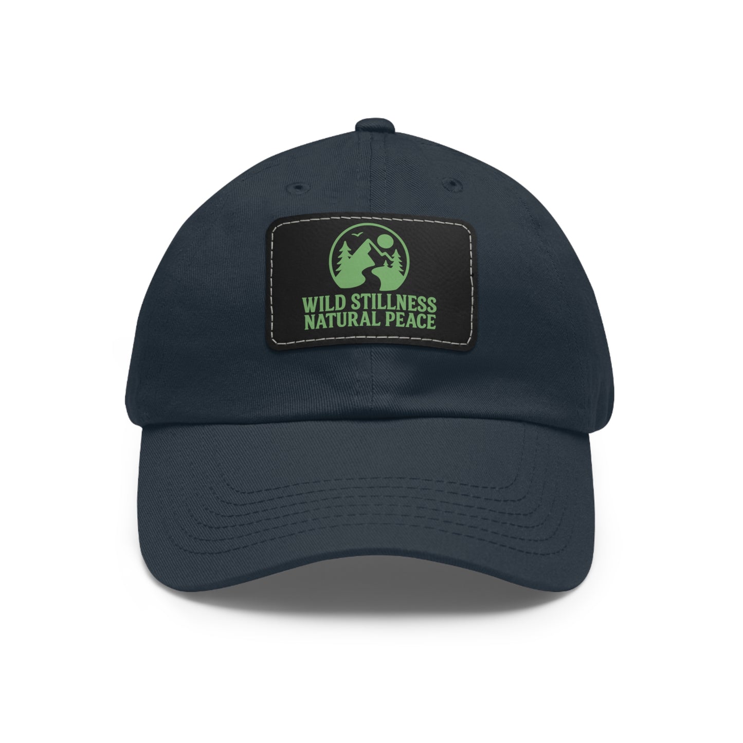 Leather Patch Dad Hat - Wild Stillness, Casual Style for Outdoor Lovers, Gifts for Dad, Unique Father's Day Hat, Nature-Themed Cap